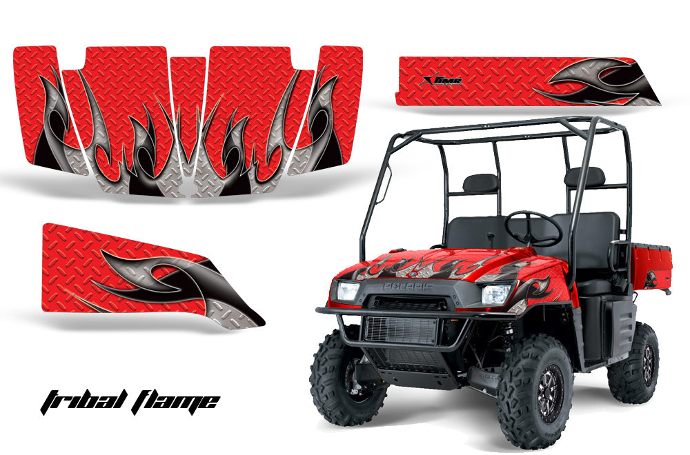 UTV Graphics Kit SxS Decal Wrap For Polaris Ranger 500 700 2005-2008 TRIBAL BLACK RED-atv motorcycle utv parts accessories gear helmets jackets gloves pantsAll Terrain Depot