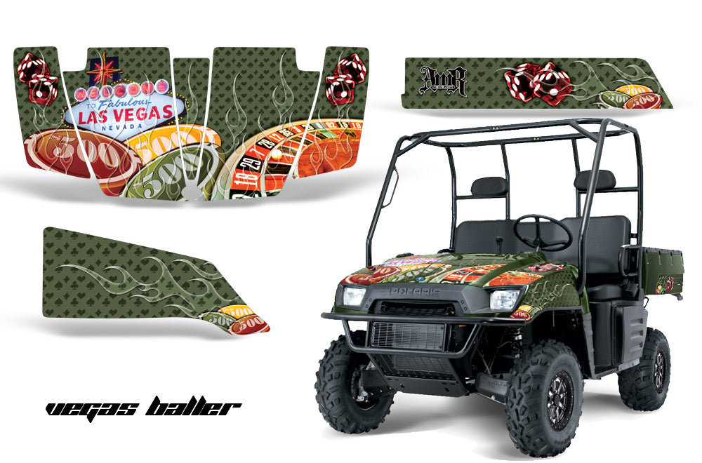 UTV Graphics Kit SxS Decal Wrap For Polaris Ranger 500 700 2005-2008 VEGAS GREEN-atv motorcycle utv parts accessories gear helmets jackets gloves pantsAll Terrain Depot