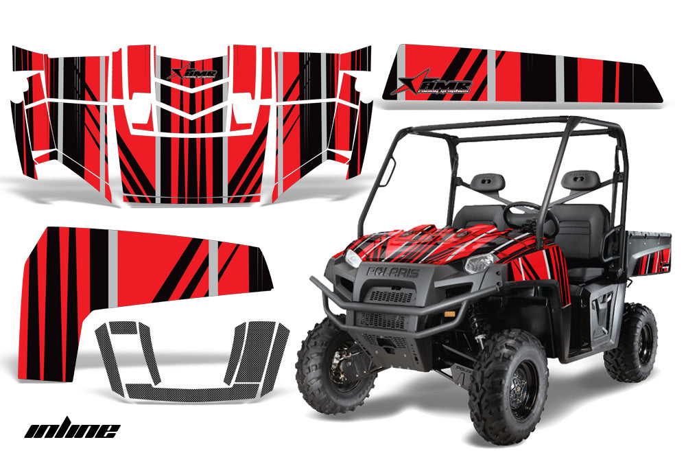 UTV Decal Graphics Kit Wrap For Polaris Ranger XP 500/700 2009-2014 INLINE RED BLACK-atv motorcycle utv parts accessories gear helmets jackets gloves pantsAll Terrain Depot