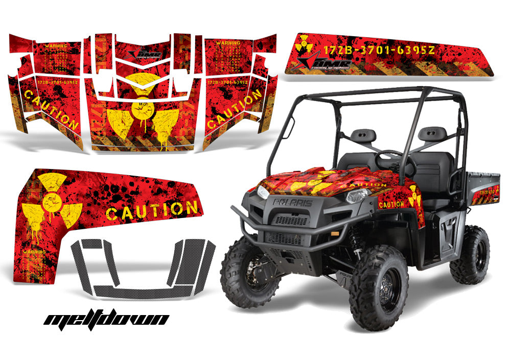 UTV Decal Graphics Kit Wrap For Polaris Ranger XP 500/700 2009-2014 MELTDOWN YELLOW RED-atv motorcycle utv parts accessories gear helmets jackets gloves pantsAll Terrain Depot