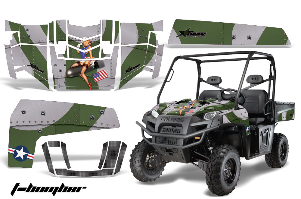 UTV Decal Graphics Kit Wrap For Polaris Ranger XP 500/700 2009-2014 TBOMBER GREEN-atv motorcycle utv parts accessories gear helmets jackets gloves pantsAll Terrain Depot