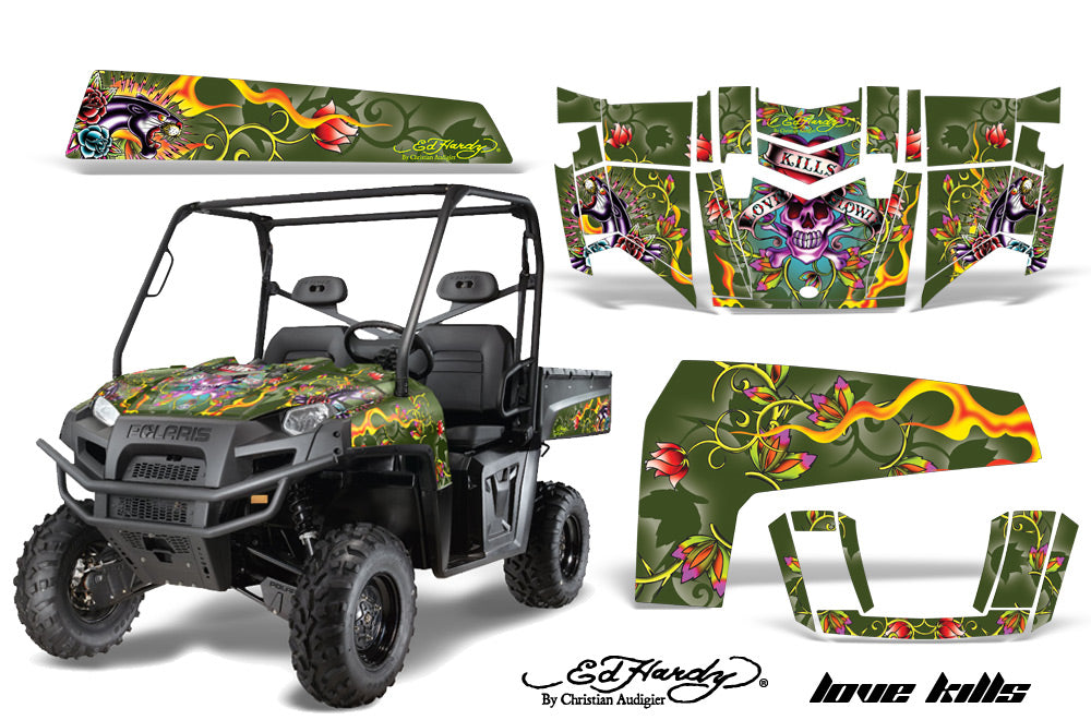 UTV Decal Graphics Kit Wrap For Polaris Ranger XP 500/800/900D 2010-2014 EDHLK GREEN-atv motorcycle utv parts accessories gear helmets jackets gloves pantsAll Terrain Depot