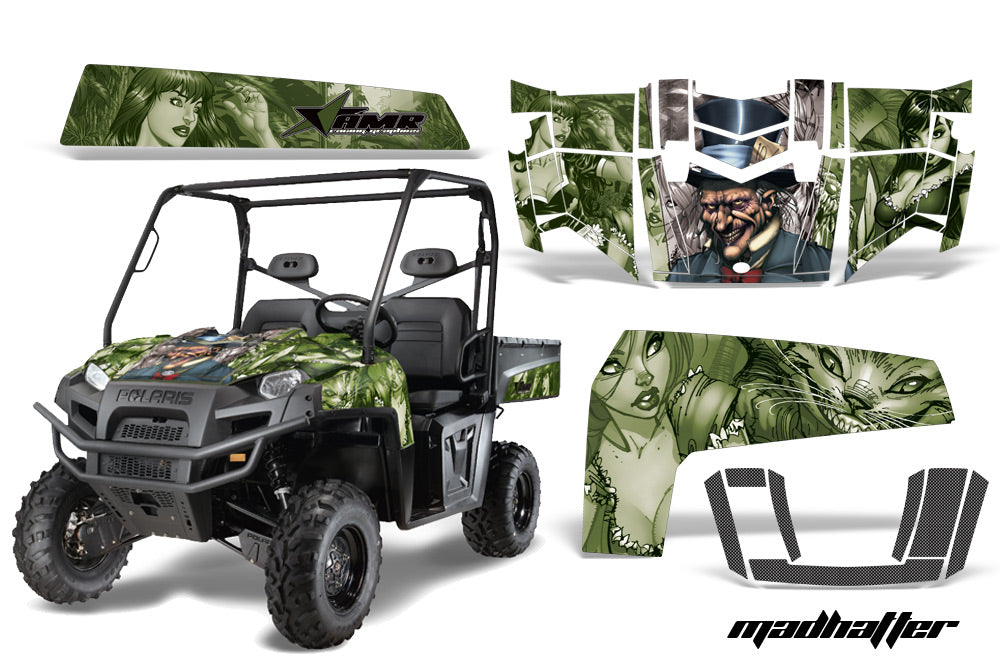 UTV Decal Graphics Kit Wrap For Polaris Ranger XP 500/800/900D 2010-2014 HATTER SILVER GREEN-atv motorcycle utv parts accessories gear helmets jackets gloves pantsAll Terrain Depot