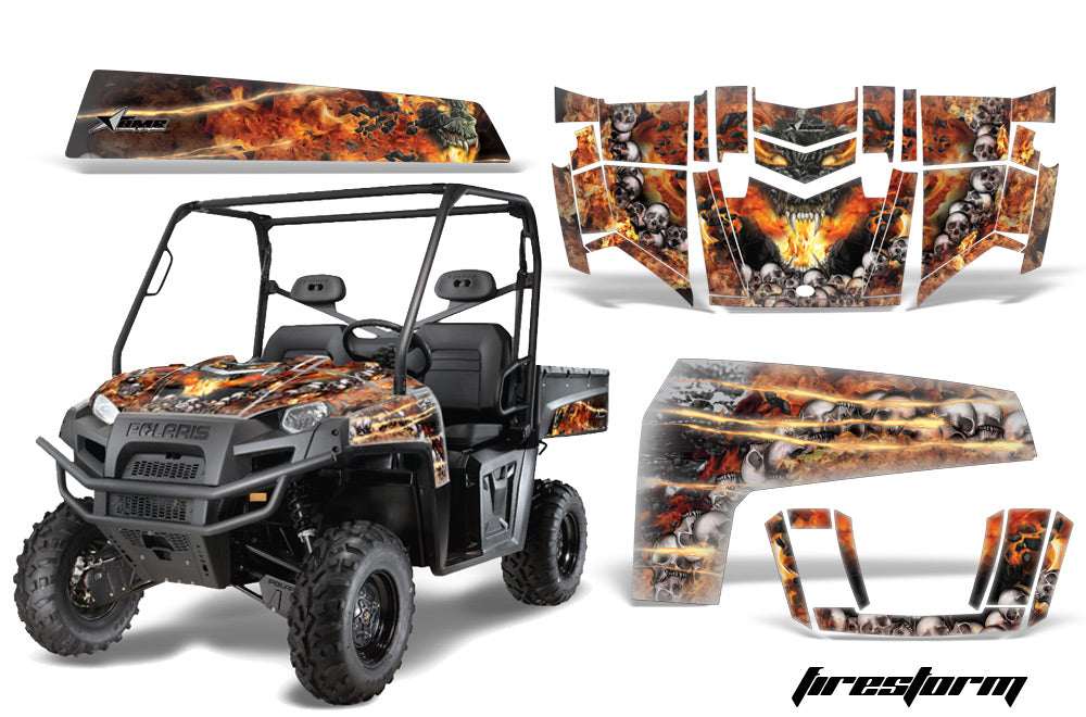 UTV Decal Graphics Kit Wrap For Polaris Ranger XP 500/800/900D 2010-2014 FIRESTORM SILVER-atv motorcycle utv parts accessories gear helmets jackets gloves pantsAll Terrain Depot