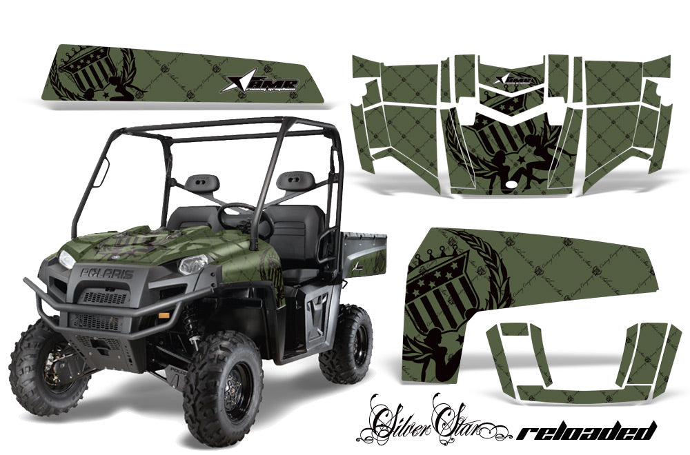 UTV Decal Graphics Kit Wrap For Polaris Ranger XP 500/800/900D 2010-2014 RELOADED GREEN BLACK-atv motorcycle utv parts accessories gear helmets jackets gloves pantsAll Terrain Depot