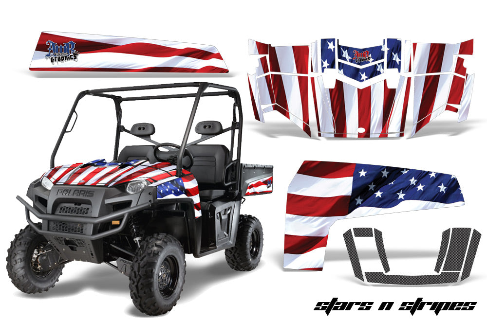 UTV Decal Graphics Kit Wrap For Polaris Ranger XP 500/800/900D 2010-2014 USA FLAG-atv motorcycle utv parts accessories gear helmets jackets gloves pantsAll Terrain Depot