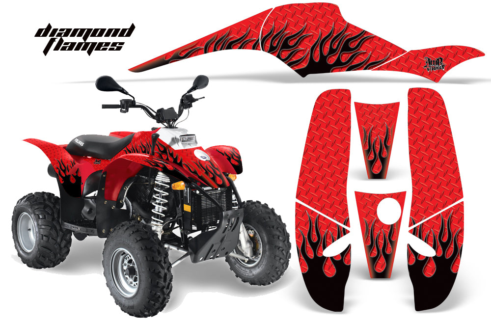 ATV Graphics Kit Decal Wrap For Polaris Sportsman 500 Trailblazer 350 1985-2009 DIAMOND FLAMES RED BLACK-atv motorcycle utv parts accessories gear helmets jackets gloves pantsAll Terrain Depot