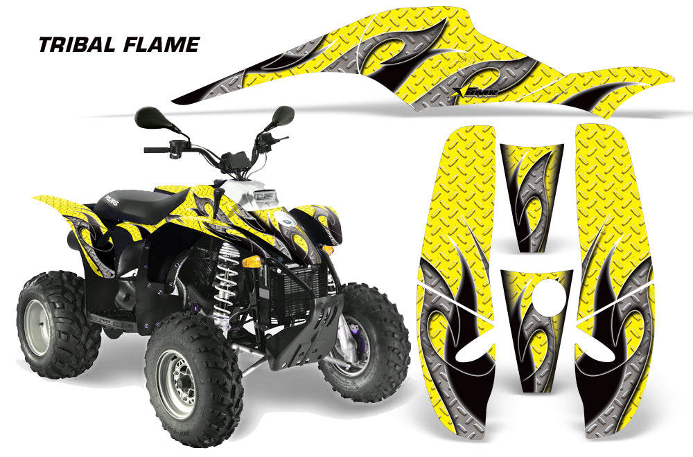 ATV Graphics Kit Decal Wrap For Polaris Sportsman 500 Trailblazer 350 1985-2009 TRIBAL BLACK YELLOW-atv motorcycle utv parts accessories gear helmets jackets gloves pantsAll Terrain Depot
