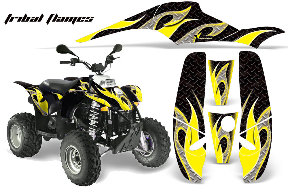 ATV Graphics Kit Decal Wrap For Polaris Sportsman 500 Trailblazer 350 1985-2009 TRIBAL YELLOW BLACK-atv motorcycle utv parts accessories gear helmets jackets gloves pantsAll Terrain Depot