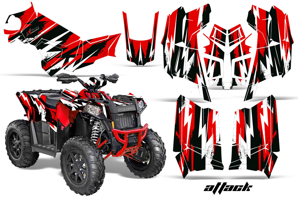 ATV Graphics Kit Decal Wrap For Polaris Scrambler 850XP 1000XP 2013-2018 ATTACK RED-atv motorcycle utv parts accessories gear helmets jackets gloves pantsAll Terrain Depot