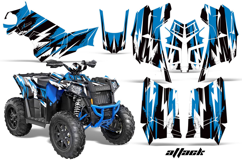ATV Graphics Kit Decal Wrap For Polaris Scrambler 850XP 1000XP 2013-2018 ATTACK BLUE-atv motorcycle utv parts accessories gear helmets jackets gloves pantsAll Terrain Depot