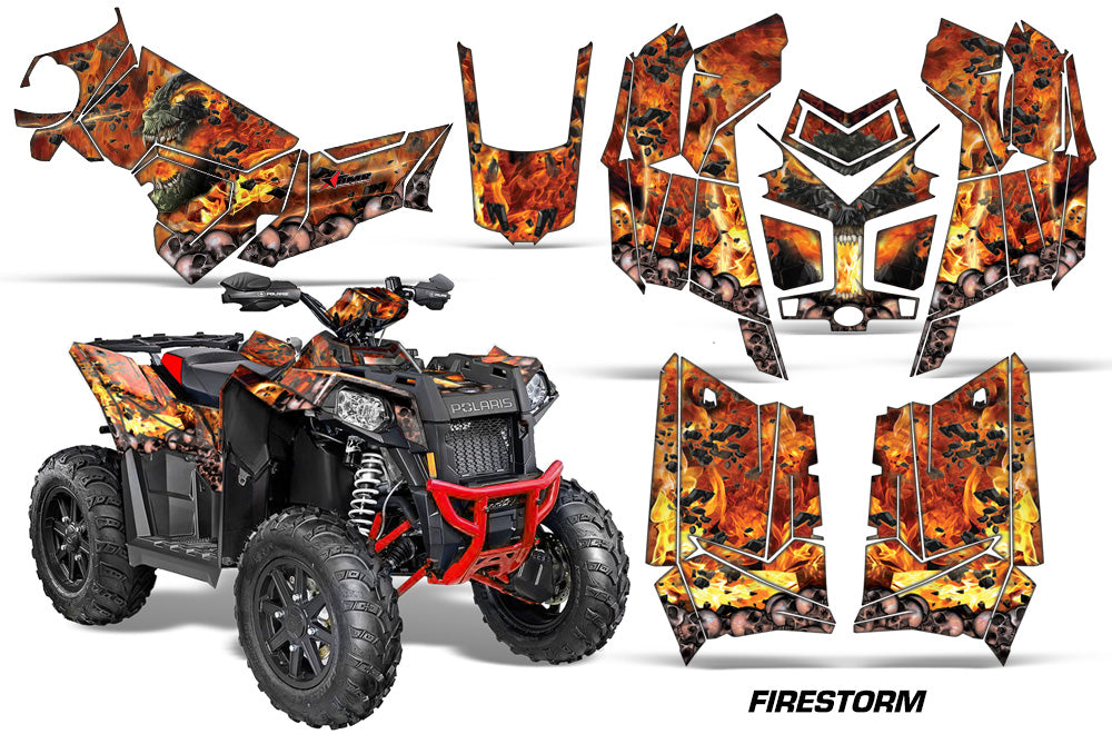 ATV Graphics Kit Decal Wrap For Polaris Scrambler 850XP 1000XP 2013-2018 FIRESTORM BLACK-atv motorcycle utv parts accessories gear helmets jackets gloves pantsAll Terrain Depot