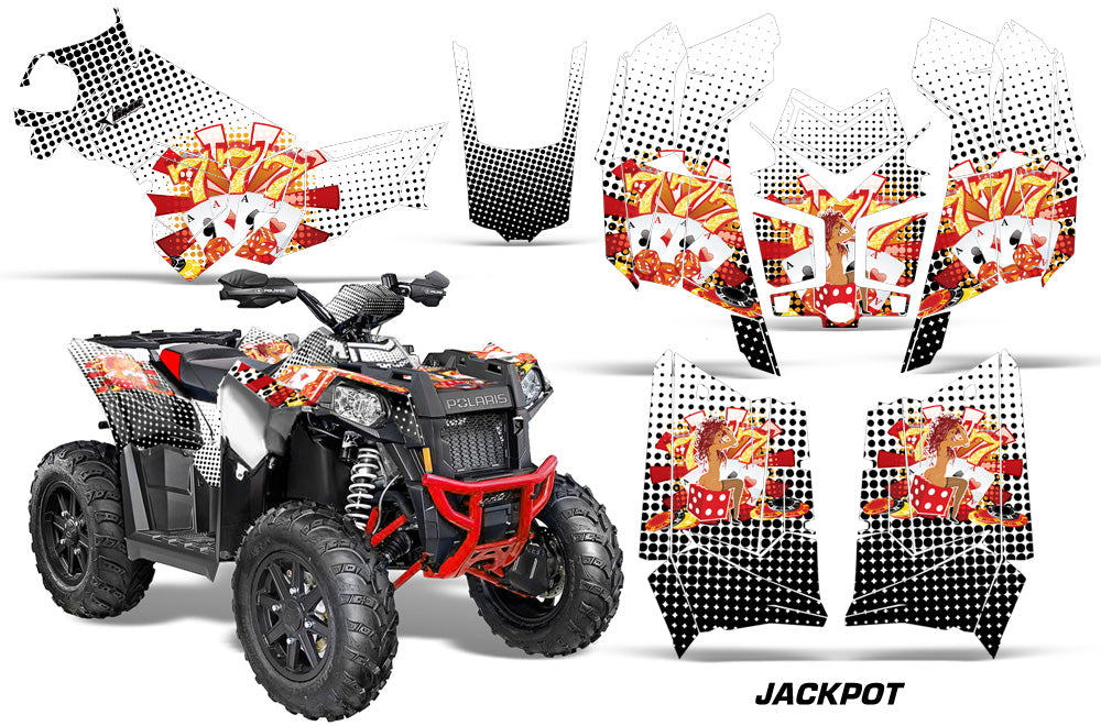 ATV Graphics Kit Decal Wrap For Polaris Scrambler 850XP 1000XP 2013-2018 JACKPOT WHITE-atv motorcycle utv parts accessories gear helmets jackets gloves pantsAll Terrain Depot