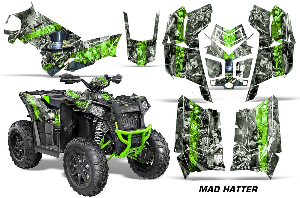 ATV Graphics Kit Decal Wrap For Polaris Scrambler 850XP 1000XP 2013-2018 HATTER GREEN SILVER-atv motorcycle utv parts accessories gear helmets jackets gloves pantsAll Terrain Depot