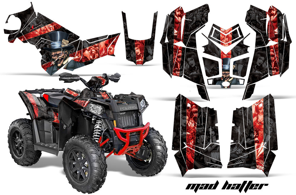 ATV Graphics Kit Decal Wrap For Polaris Scrambler 850XP 1000XP 2013-2018 HATTER BLACK RED-atv motorcycle utv parts accessories gear helmets jackets gloves pantsAll Terrain Depot