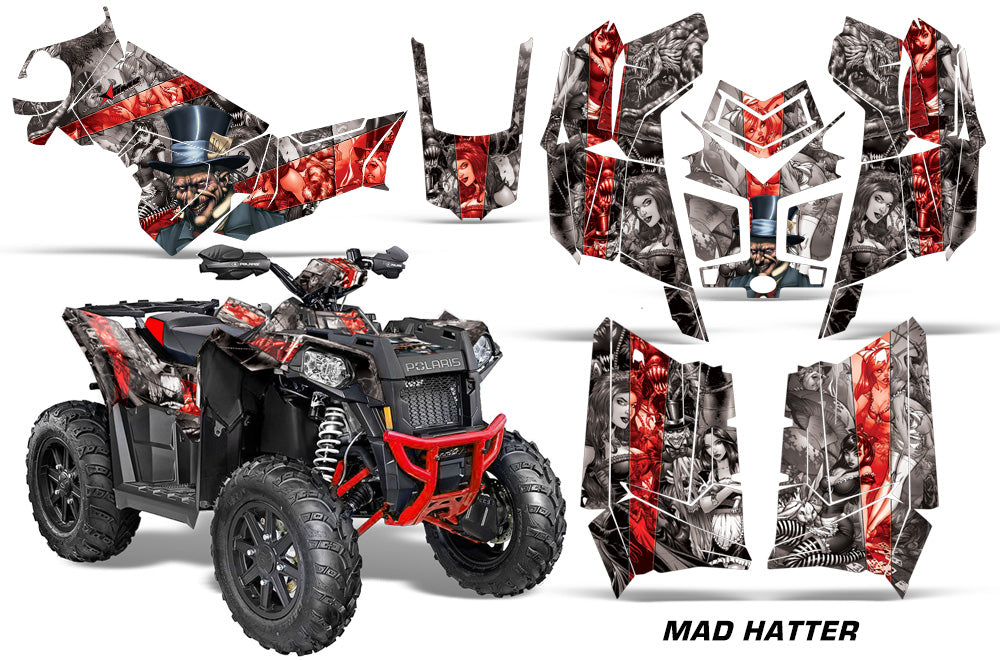 ATV Graphics Kit Decal Wrap For Polaris Scrambler 850XP 1000XP 2013-2018 HATTER RED SILVER-atv motorcycle utv parts accessories gear helmets jackets gloves pantsAll Terrain Depot