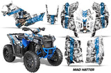 ATV Graphics Kit Decal Wrap For Polaris Scrambler 850XP 1000XP 2013-2018 HATTER WHITE BLUE