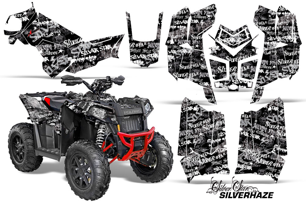 ATV Graphics Kit Decal Wrap For Polaris Scrambler 850XP 1000XP 2013-2018 SSSH WHITE BLACK-atv motorcycle utv parts accessories gear helmets jackets gloves pantsAll Terrain Depot