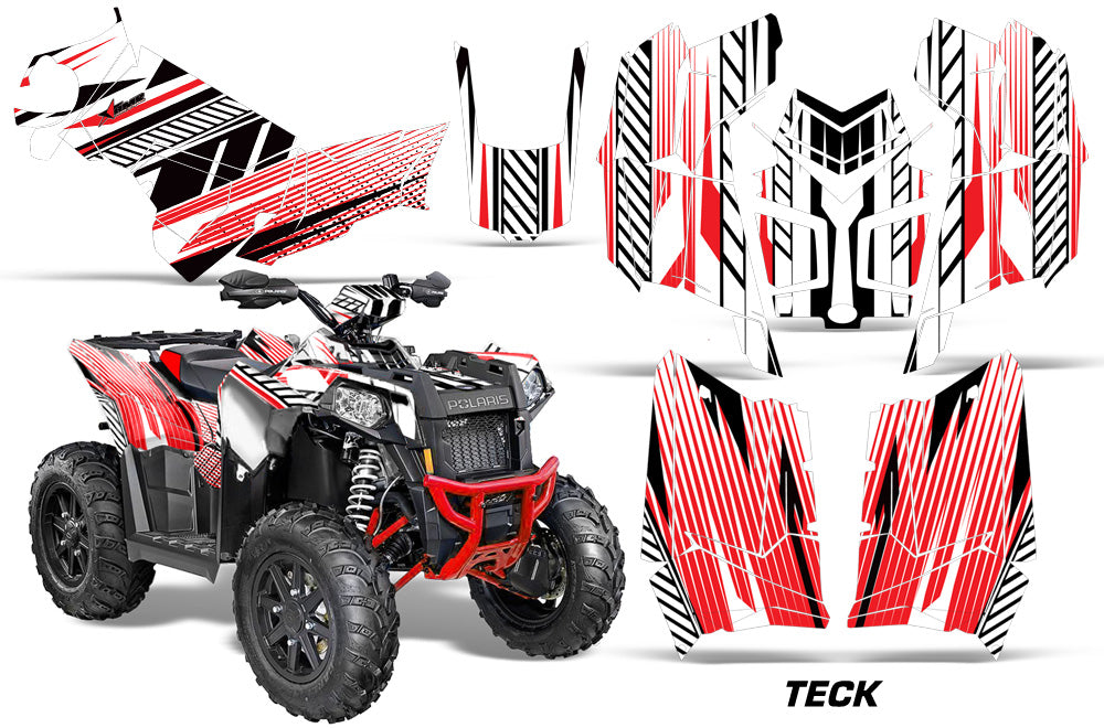 ATV Graphics Kit Decal Wrap For Polaris Scrambler 850XP 1000XP 2013-2018 TECK RED WHITE-atv motorcycle utv parts accessories gear helmets jackets gloves pantsAll Terrain Depot