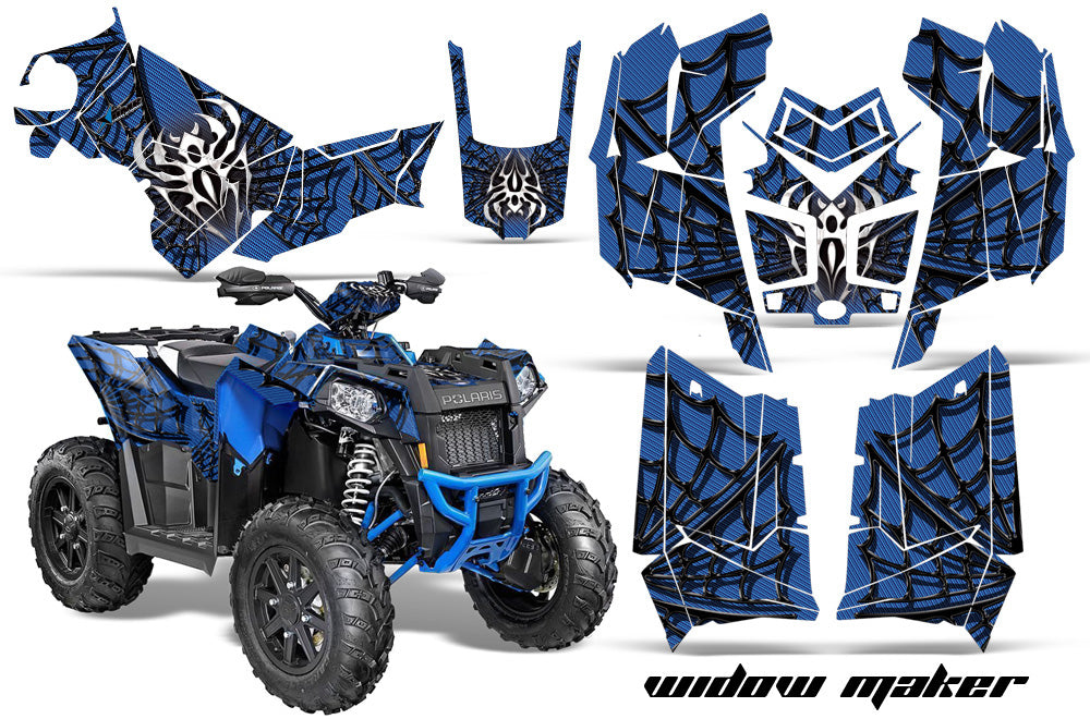 ATV Graphics Kit Decal Wrap For Polaris Scrambler 850XP 1000XP 2013-2018 WIDOW BLACK BLUE-atv motorcycle utv parts accessories gear helmets jackets gloves pantsAll Terrain Depot