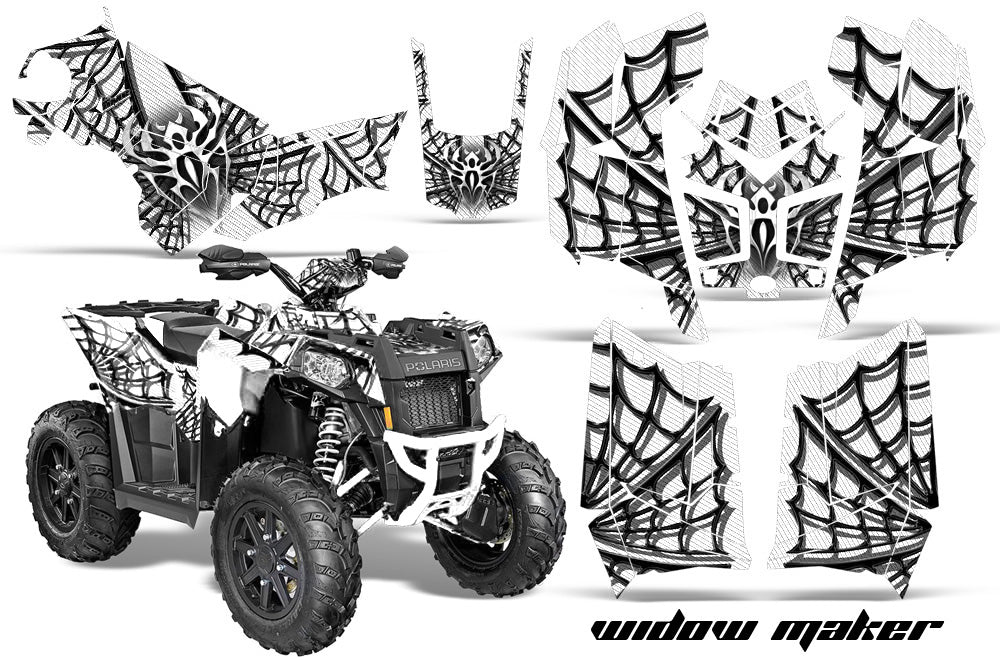 ATV Graphics Kit Decal Wrap For Polaris Scrambler 850XP 1000XP 2013-2018 WIDOW BLACK WHITE-atv motorcycle utv parts accessories gear helmets jackets gloves pantsAll Terrain Depot
