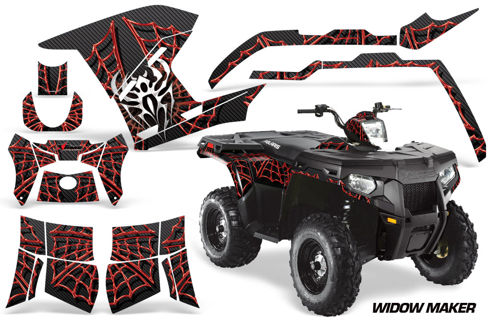 ATV Graphics Kit Decal Sticker Wrap For Polaris Sportsman 500/800 2011-2015 WIDOW RED BLACK-atv motorcycle utv parts accessories gear helmets jackets gloves pantsAll Terrain Depot