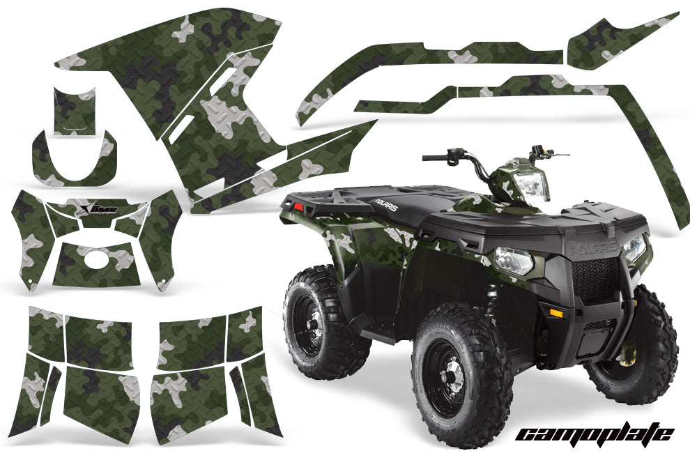 ATV Graphics Kit Decal Sticker Wrap For Polaris Sportsman 500/800 2011-2015 CAMOPLATE GREEN-atv motorcycle utv parts accessories gear helmets jackets gloves pantsAll Terrain Depot