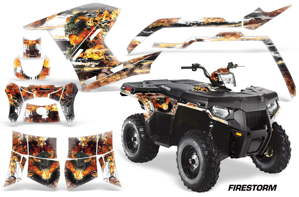 ATV Graphics Kit Decal Sticker Wrap For Polaris Sportsman 500/800 2011-2015 FIRESTORM WHITE-atv motorcycle utv parts accessories gear helmets jackets gloves pantsAll Terrain Depot
