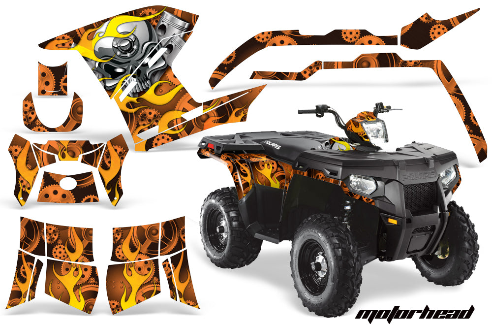 ATV Graphics Kit Decal Sticker Wrap For Polaris Sportsman 500/800 2011-2015 MOTORHEAD ORANGE-atv motorcycle utv parts accessories gear helmets jackets gloves pantsAll Terrain Depot