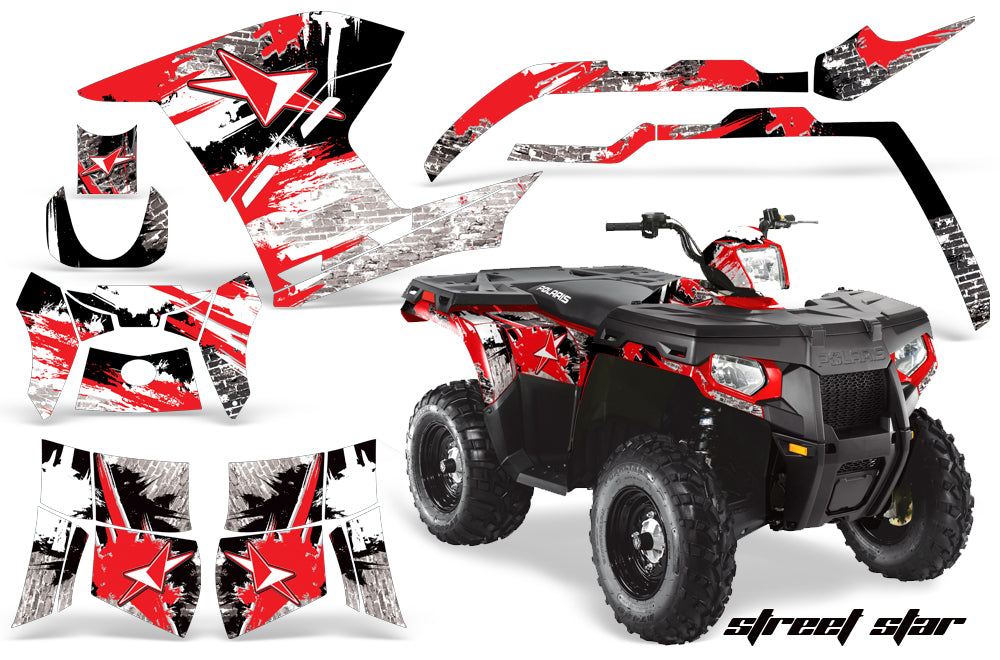 ATV Graphics Kit Decal Sticker Wrap For Polaris Sportsman 500/800 2011-2015 STREET STAR RED-atv motorcycle utv parts accessories gear helmets jackets gloves pantsAll Terrain Depot
