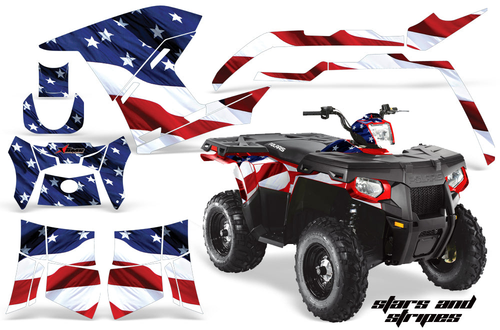 ATV Graphics Kit Decal Sticker Wrap For Polaris Sportsman 500/800 2011-2015 USA FLAG-atv motorcycle utv parts accessories gear helmets jackets gloves pantsAll Terrain Depot