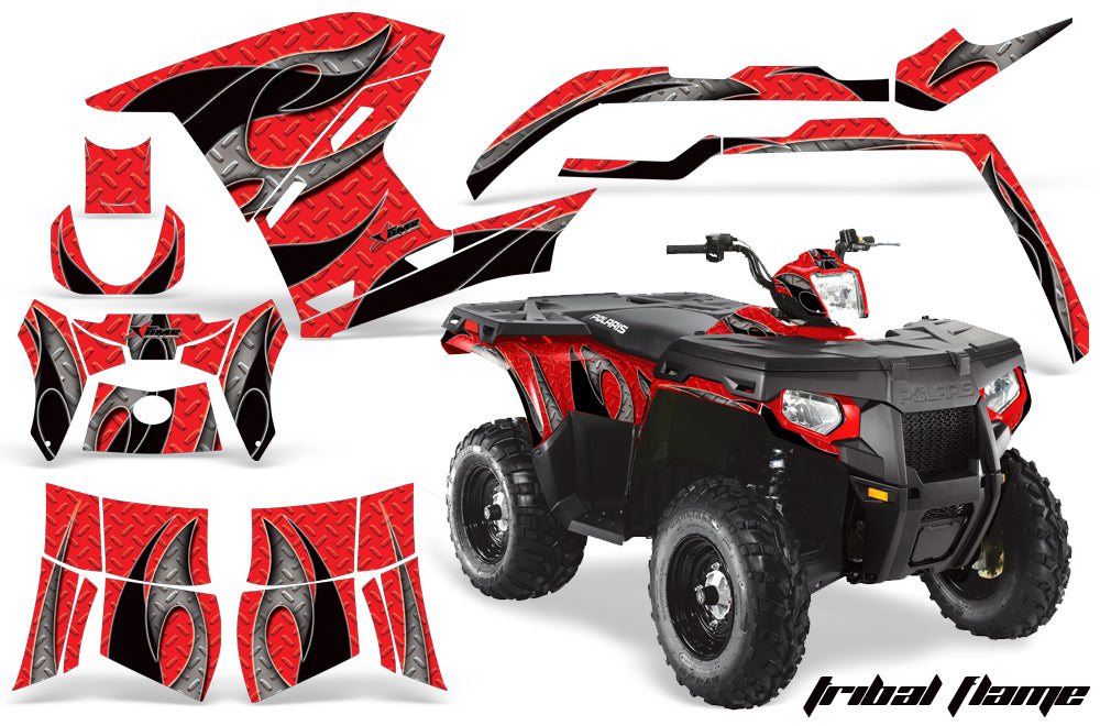 ATV Graphics Kit Decal Sticker Wrap For Polaris Sportsman 500/800 2011-2015 TRIBAL BLACK RED-atv motorcycle utv parts accessories gear helmets jackets gloves pantsAll Terrain Depot