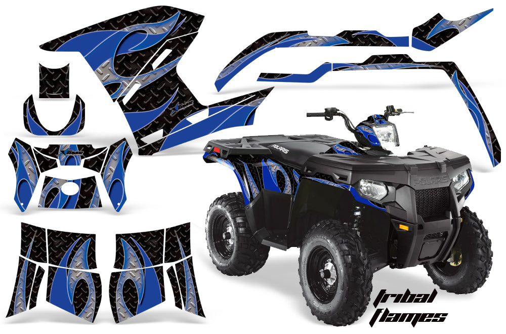 ATV Graphics Kit Decal Sticker Wrap For Polaris Sportsman 500/800 2011-2015 TRIBAL BLUE BLACK-atv motorcycle utv parts accessories gear helmets jackets gloves pantsAll Terrain Depot