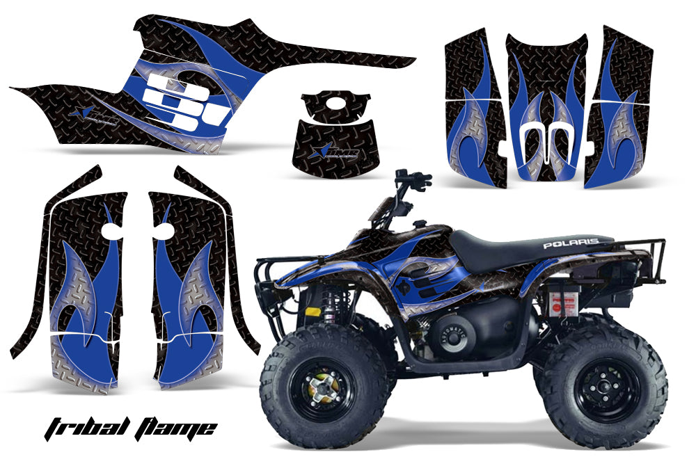 ATV Graphics Kit Decal Sticker Wrap For Polaris Trail Boss 330 2004-2009 TRIBAL BLUE BLACK-atv motorcycle utv parts accessories gear helmets jackets gloves pantsAll Terrain Depot