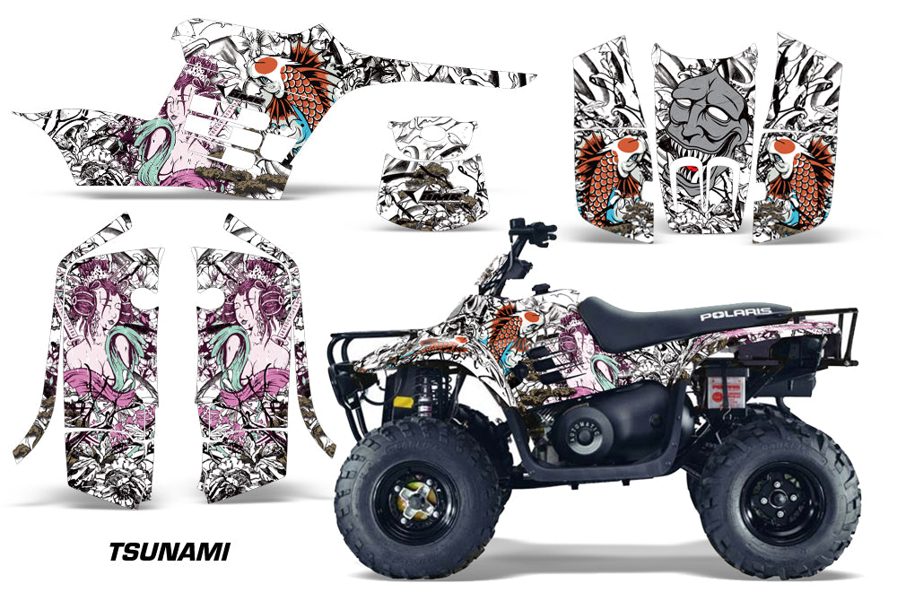 ATV Graphics Kit Decal Sticker Wrap For Polaris Trail Boss 330 2004-2009 TSUNAMI WHITE-atv motorcycle utv parts accessories gear helmets jackets gloves pantsAll Terrain Depot