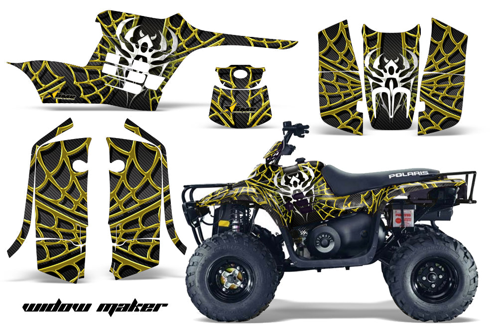 ATV Graphics Kit Decal Sticker Wrap For Polaris Trail Boss 330 2004-2009 WIDOW YELLOW BLACK-atv motorcycle utv parts accessories gear helmets jackets gloves pantsAll Terrain Depot