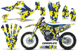 Graphics Kit Decal Sticker Wrap + # Plates For Suzuki RMZ450 2018+ CAMOPLATE BLUE YELLOW