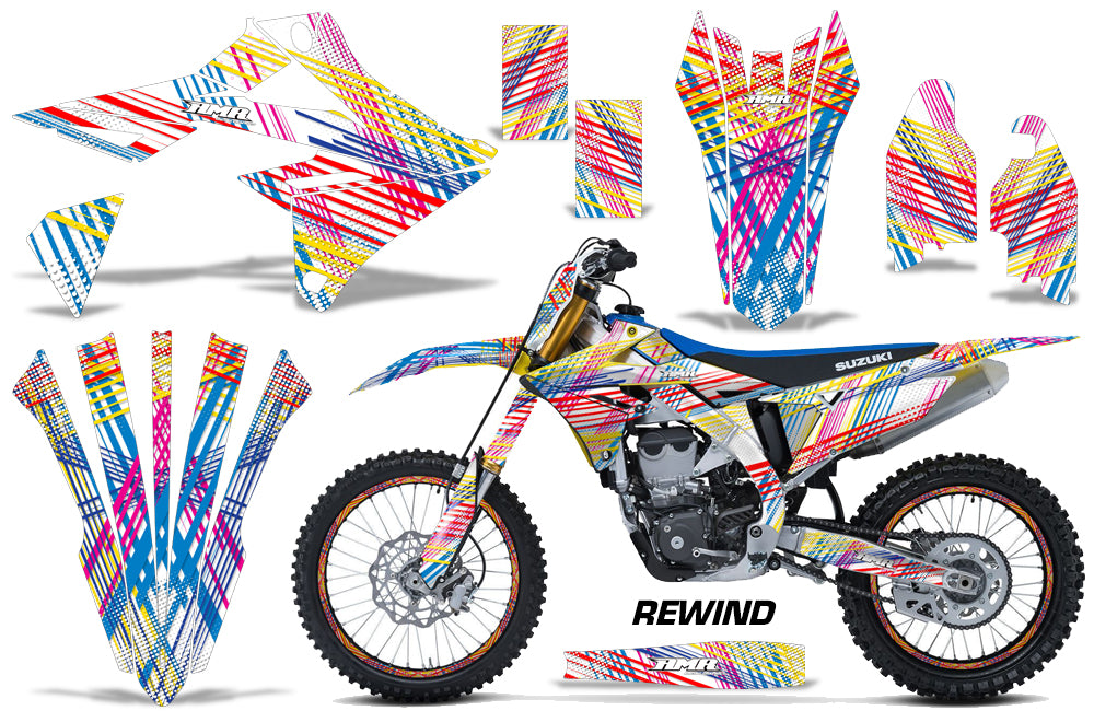 Graphics Kit Decal Sticker Wrap + # Plates For Suzuki RMZ450 2018+ REWIND-atv motorcycle utv parts accessories gear helmets jackets gloves pantsAll Terrain Depot
