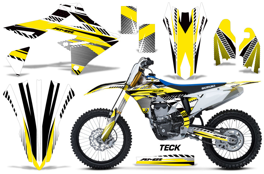 Dirt Bike Graphics Kit Decal Sticker Wrap For Suzuki RMZ450 2018+ TECK YELLOW-atv motorcycle utv parts accessories gear helmets jackets gloves pantsAll Terrain Depot