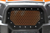 1 Piece Steel Grille for Polaris RZR 1000 2015-2017 - HEX w/ ORANGE ACRYLIC UNDERLAY