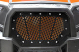 1 Piece Steel Grille for Polaris RZR 1000 2015-2017 - V-STRIPE w/ ORANGE ACRYLIC UNDERLAY