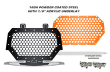 Load image into Gallery viewer, 1 Piece Steel Grille for Polaris RZR 1000 2015-2017 - HEX w/ ORANGE ACRYLIC UNDERLAY-atv motorcycle utv parts accessories gear helmets jackets gloves pantsAll Terrain Depot