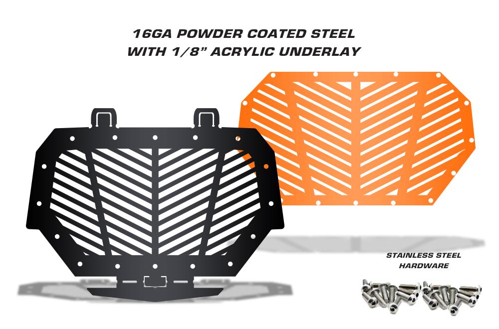 1 Piece Steel Grille for Polaris RZR 1000 2015-2017 - V-STRIPE w/ ORANGE ACRYLIC UNDERLAY-atv motorcycle utv parts accessories gear helmets jackets gloves pantsAll Terrain Depot