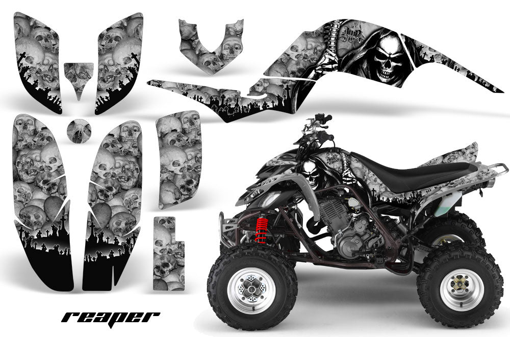 ATV Decal Graphics Kit Quad Sticker Wrap For Yamaha Raptor 660 2001-2005 REAPER SILVER-atv motorcycle utv parts accessories gear helmets jackets gloves pantsAll Terrain Depot