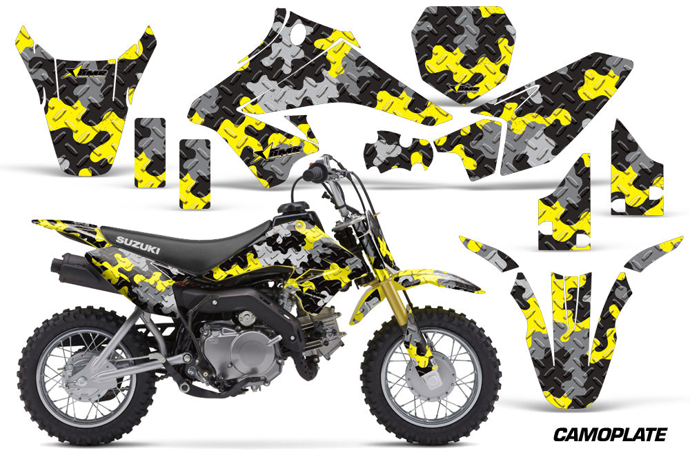 Dirt Bike Graphics Kit Decal Sticker Wrap For Suzuki DRZ70 2008-2016 CAMOPLATE YELLOW-atv motorcycle utv parts accessories gear helmets jackets gloves pantsAll Terrain Depot