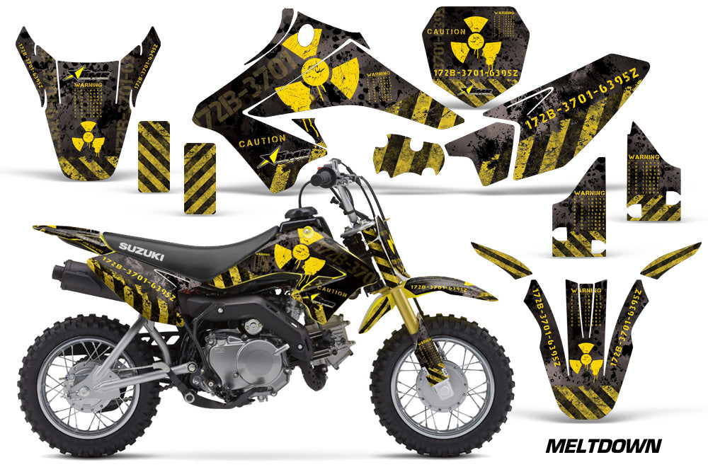 Dirt Bike Graphics Kit Decal Sticker Wrap For Suzuki DRZ70 2008-2016 MELTDOWN YELLOW BLACK-atv motorcycle utv parts accessories gear helmets jackets gloves pantsAll Terrain Depot