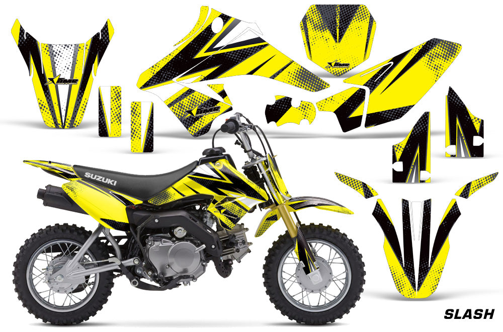 Dirt Bike Graphics Kit Decal Sticker Wrap For Suzuki DRZ70 2008-2016 SLASH YELLOW-atv motorcycle utv parts accessories gear helmets jackets gloves pantsAll Terrain Depot