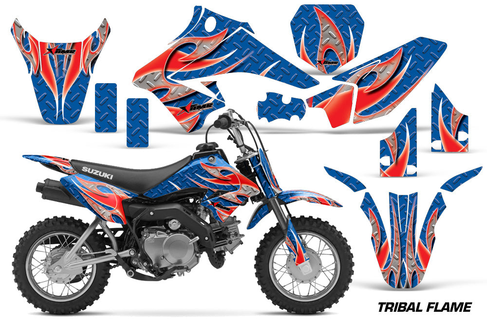 Dirt Bike Graphics Kit Decal Sticker Wrap For Suzuki DRZ70 2008-2016 TRIBAL RED BLUE-atv motorcycle utv parts accessories gear helmets jackets gloves pantsAll Terrain Depot