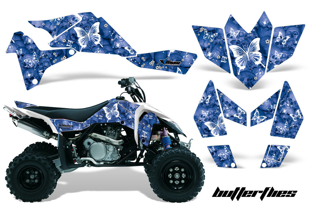 ATV Graphics Kit Quad Decal Sticker Wrap For Suzuki LTR450 2006-2009 BUTTERFLIES WHITE BLUE-atv motorcycle utv parts accessories gear helmets jackets gloves pantsAll Terrain Depot