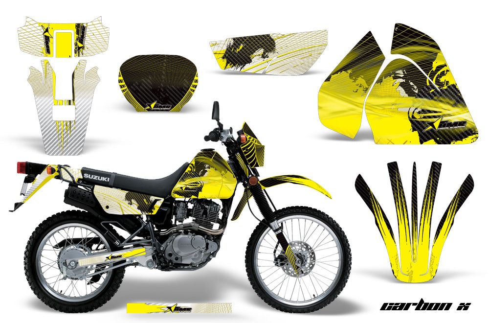 Dirt Bike Graphics Kit Decal Sticker Wrap For Suzuki DRZ200SE 1996-2009 CARBONX YELLOW-atv motorcycle utv parts accessories gear helmets jackets gloves pantsAll Terrain Depot